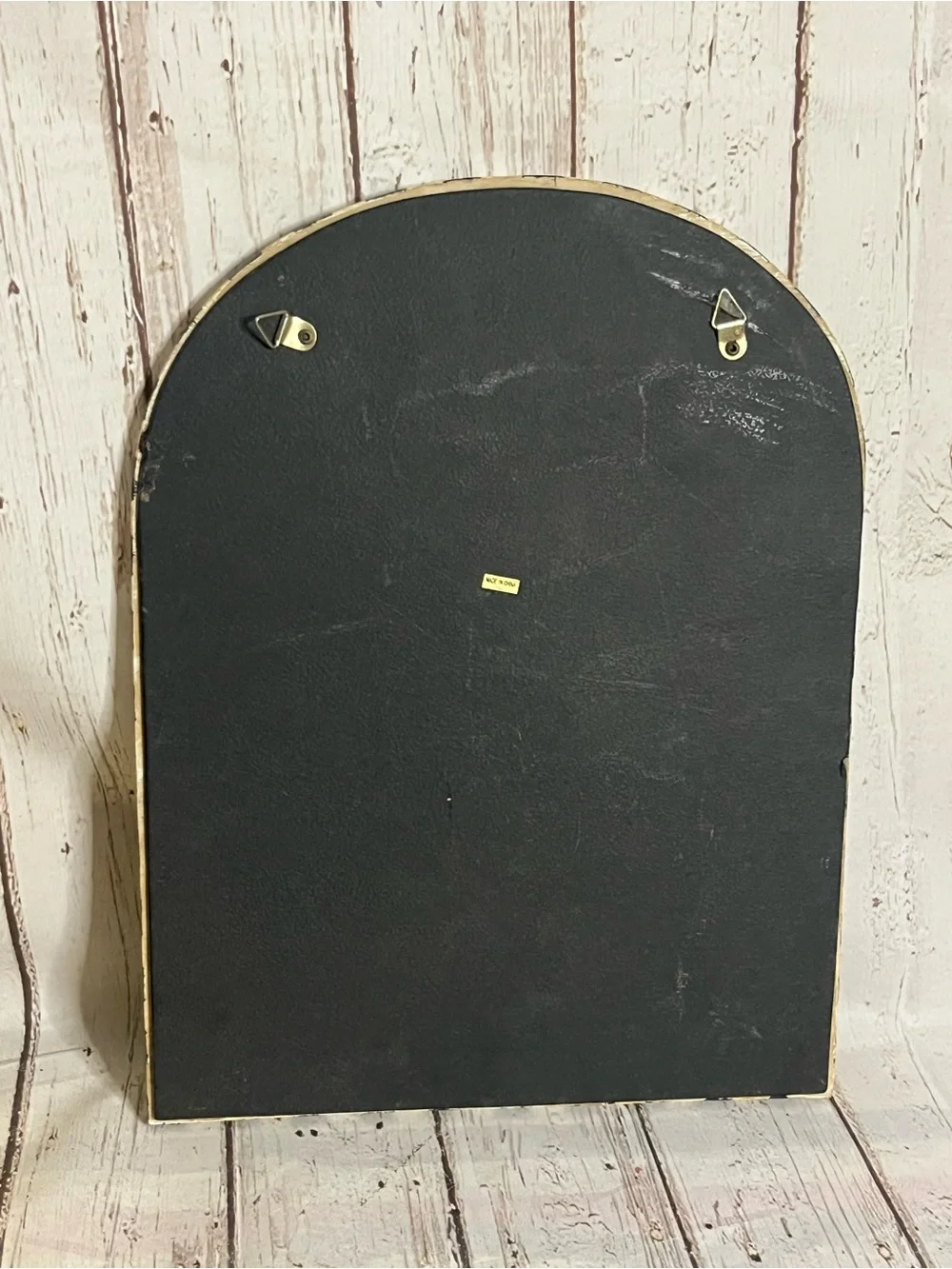 Arched Farmhouse Scene Black and White Checkered Wall Mirror